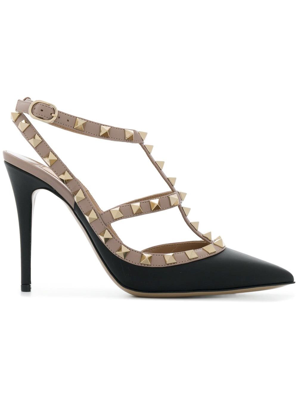 Valentino Garavani Rockstud leather ankle strap pumps