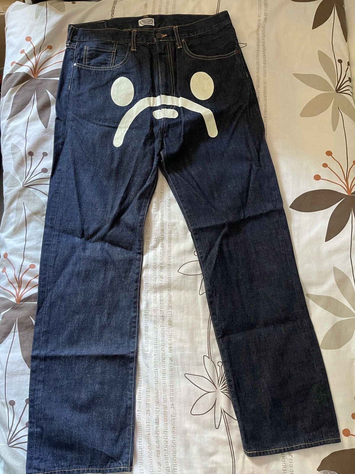 Bape × Vintage A Bathing Ape OG Baby Milo Sad Face Denim Jeans 