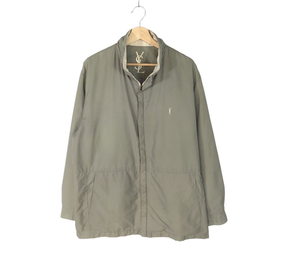 Yves Saint Laurent Vintage Ysl Yves Saint Laurent Zipper Olive Grey Jacket Size US L / EU 52-54 / 3 - 1 Thumbnail