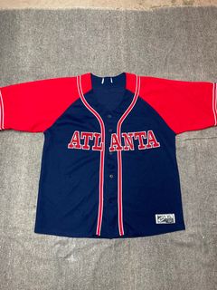 Vtg NOS Atlanta Braves RED Hank Aaron Baseball Jersey Majestic Made USA Sz  40 M