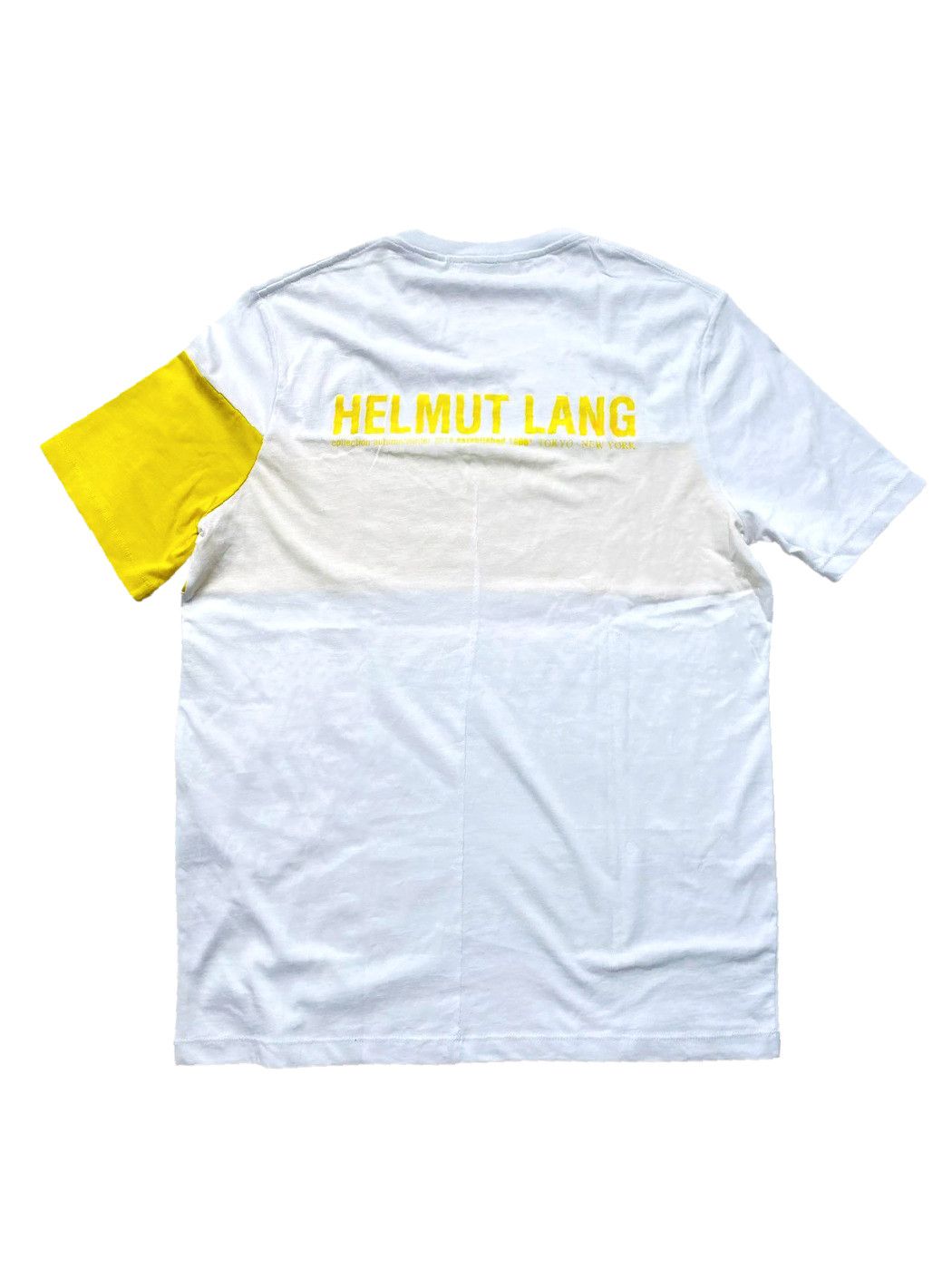 Helmut Lang ⚡️QUICK SALE⚡️ Helmut Lang White with Yellow Stripe Tshirt Size US M / EU 48-50 / 2 - 1 Thumbnail