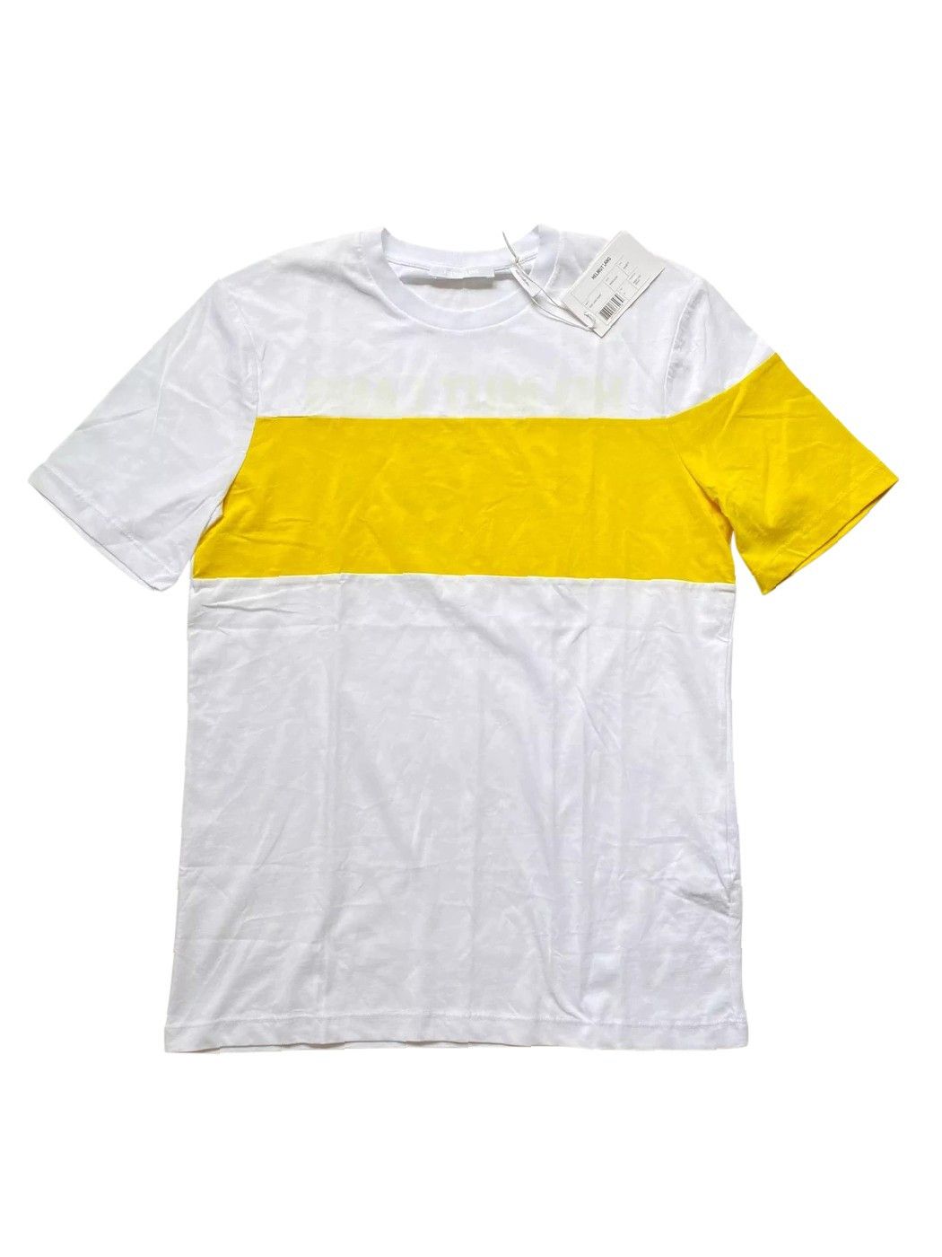 Helmut Lang ⚡️QUICK SALE⚡️ Helmut Lang White with Yellow Stripe Tshirt Size US M / EU 48-50 / 2 - 2 Thumbnail