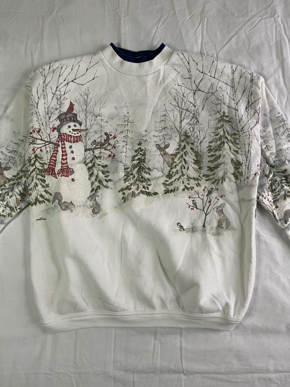 Vintage Winter Vintage Christmas AOP White 90s Crewneck size M Size US M / EU 48-50 / 2 - 2 Thumbnail
