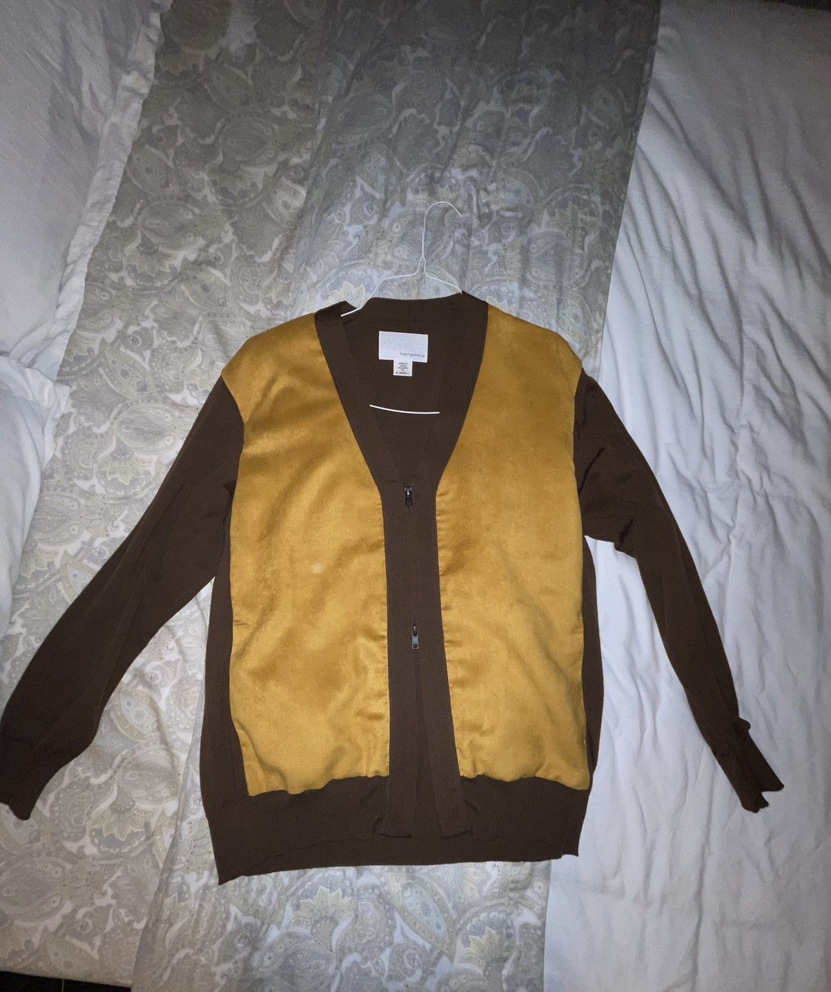Nanamica Brown and Yellow Hybrid Cardigan