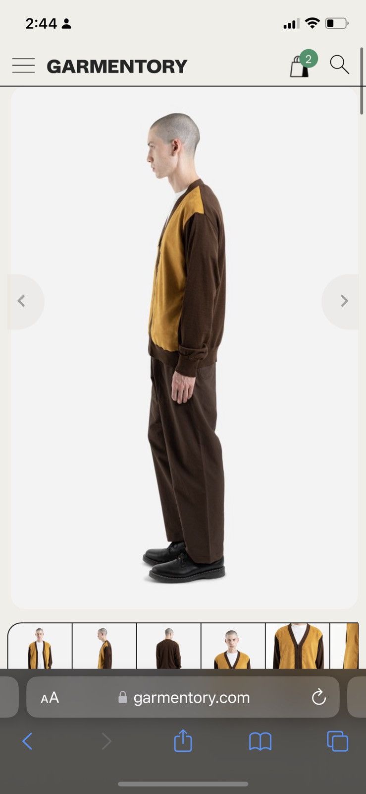 Nanamica Brown and Yellow Hybrid Cardigan