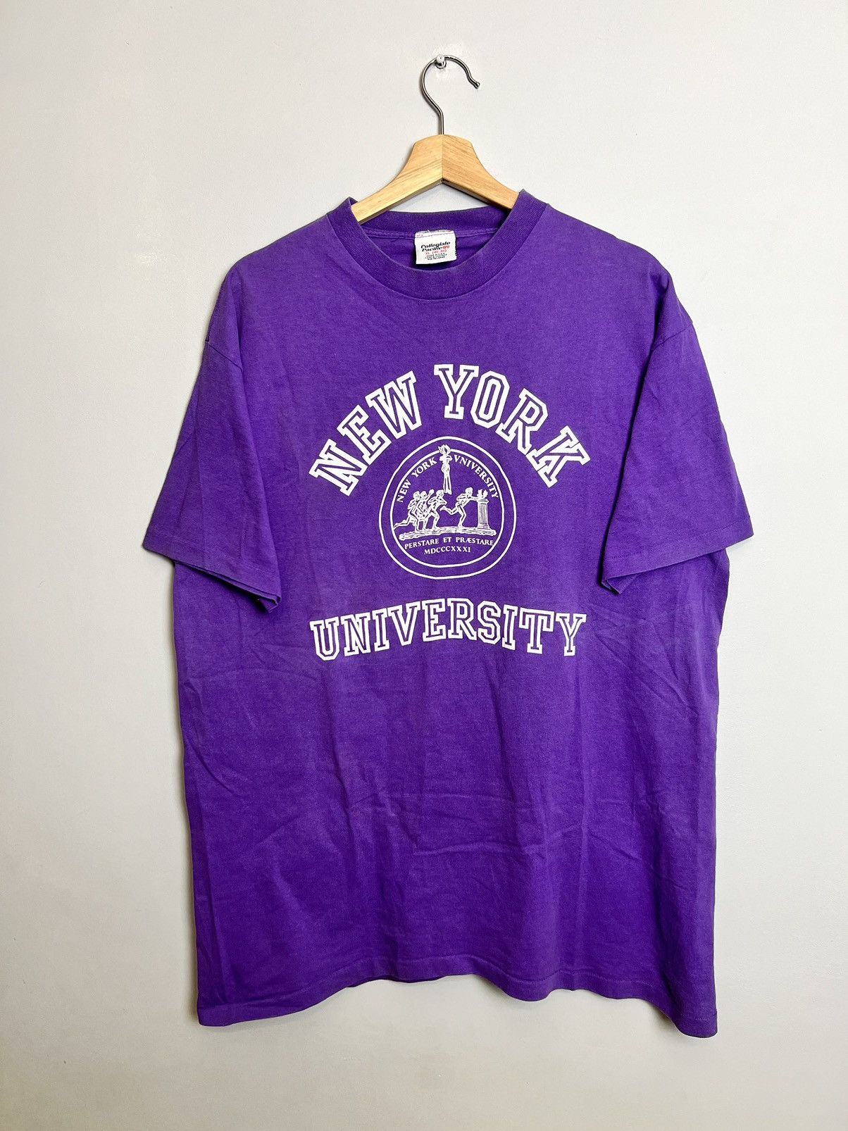 Vintage RARE VINTAGE 90S NEW YORK UNIVERSITY T-SHIRT Single Stitch Size US XL / EU 56 / 4 - 1 Thumbnail