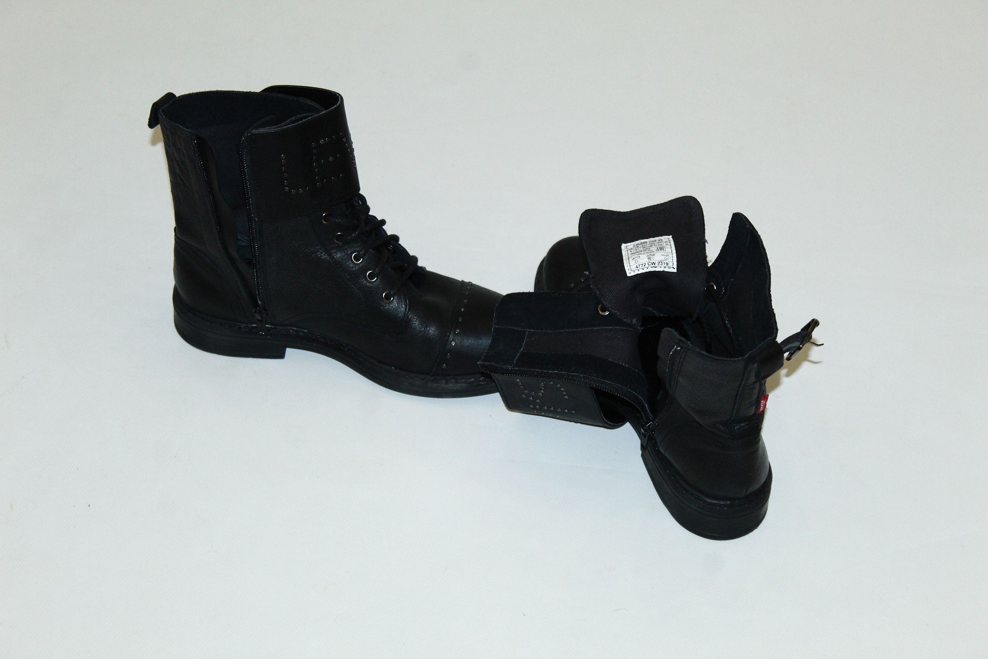 Levi's VTG🔥90s Levi's Studded Rivets Logo Biker Leather Shoes Size US 7 / EU 40 - 6 Thumbnail