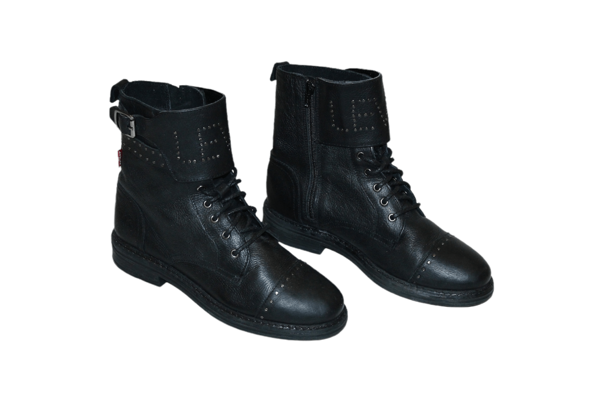 Levi's VTG🔥90s Levi's Studded Rivets Logo Biker Leather Shoes Size US 7 / EU 40 - 1 Thumbnail