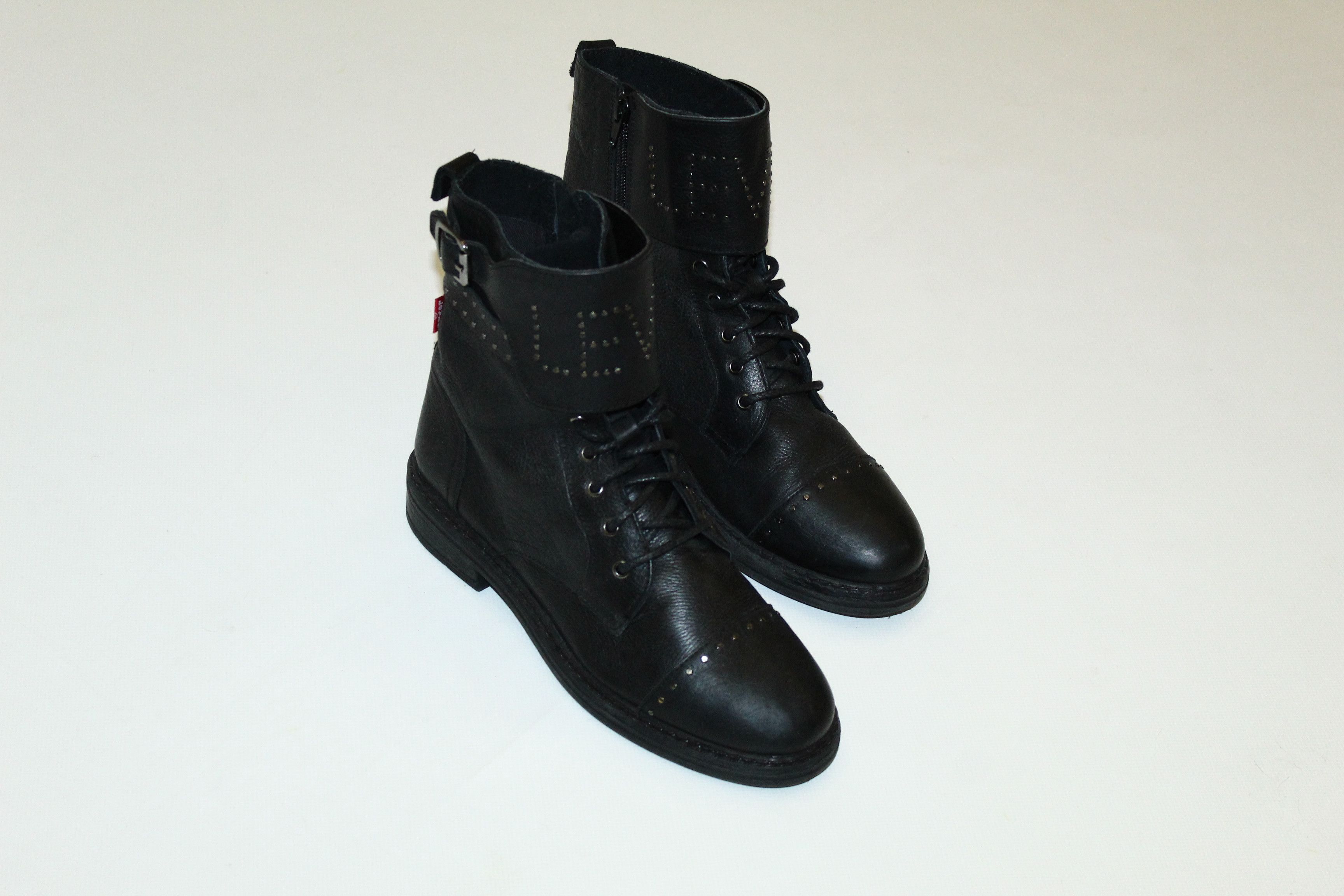 Levi's VTG🔥90s Levi's Studded Rivets Logo Biker Leather Shoes Size US 7 / EU 40 - 3 Thumbnail