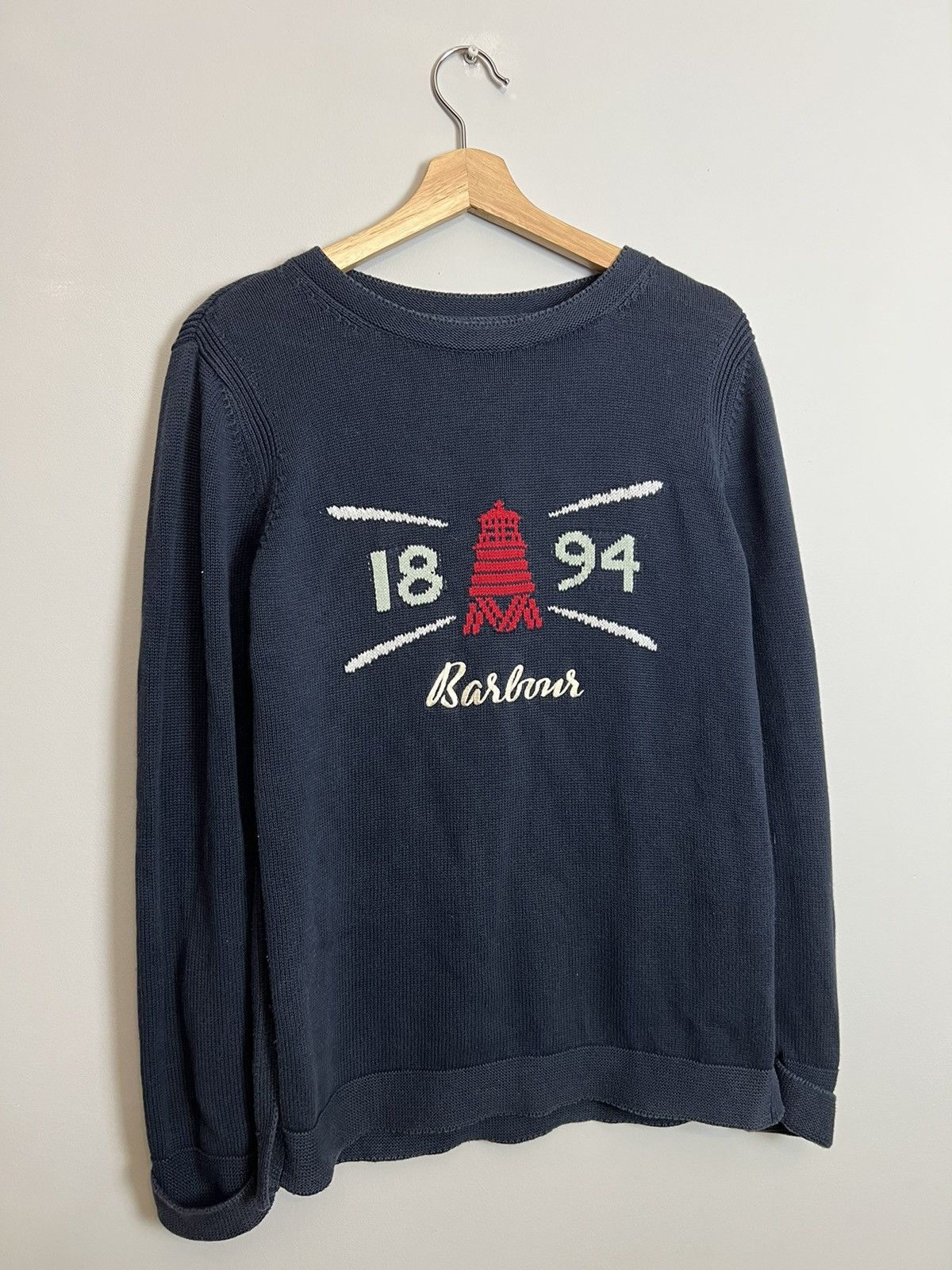 Barbour Rare Vintage Barbour Marl Knit Sweater Navy Jumper Size M / US 6-8 / IT 42-44 - 1 Thumbnail