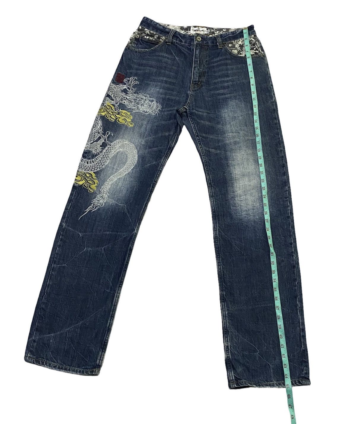 Japanese Brand KARAKURI Dragon Multipocket Embroidered Denim Jeans Size US 31 - 6 Thumbnail