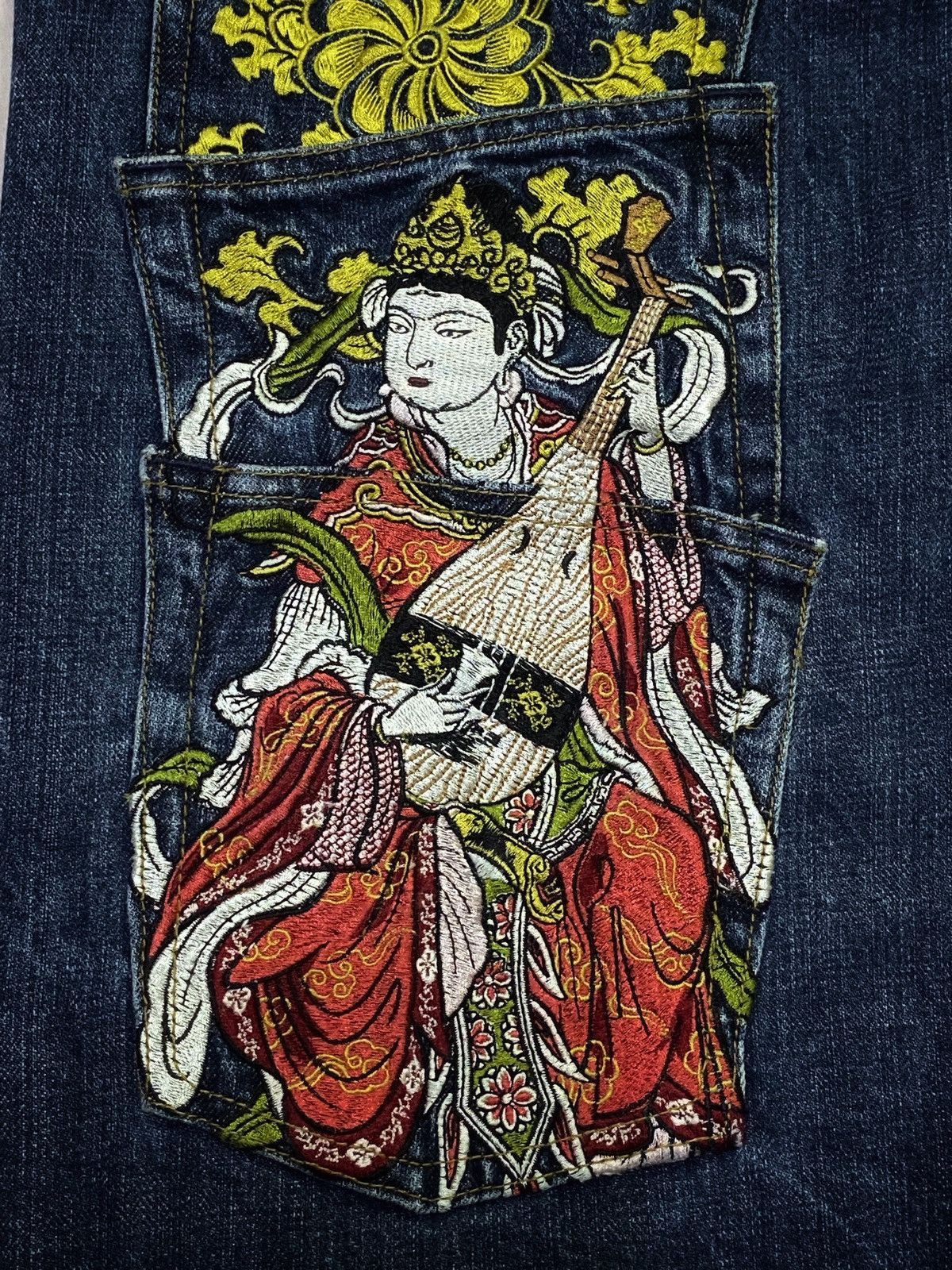 Japanese Brand KARAKURI Dragon Multipocket Embroidered Denim Jeans Size US 31 - 17 Thumbnail