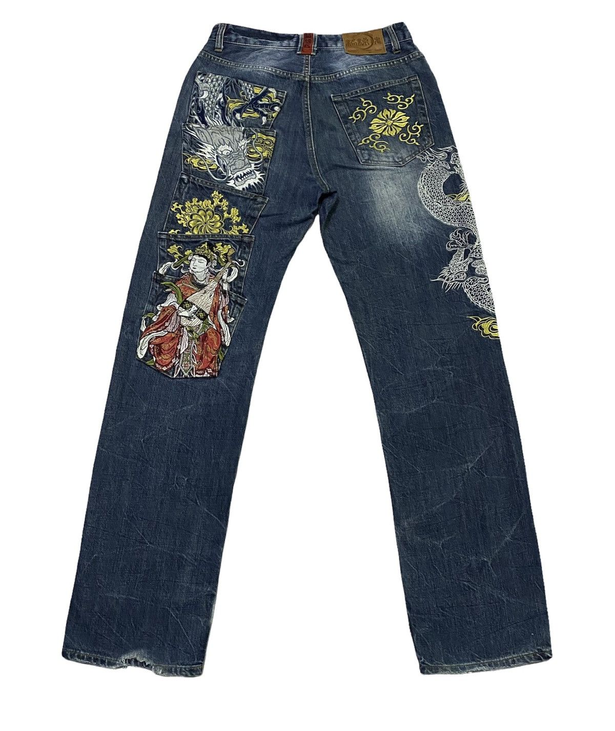 Japanese Brand KARAKURI Dragon Multipocket Embroidered Denim Jeans Size US 31 - 3 Thumbnail