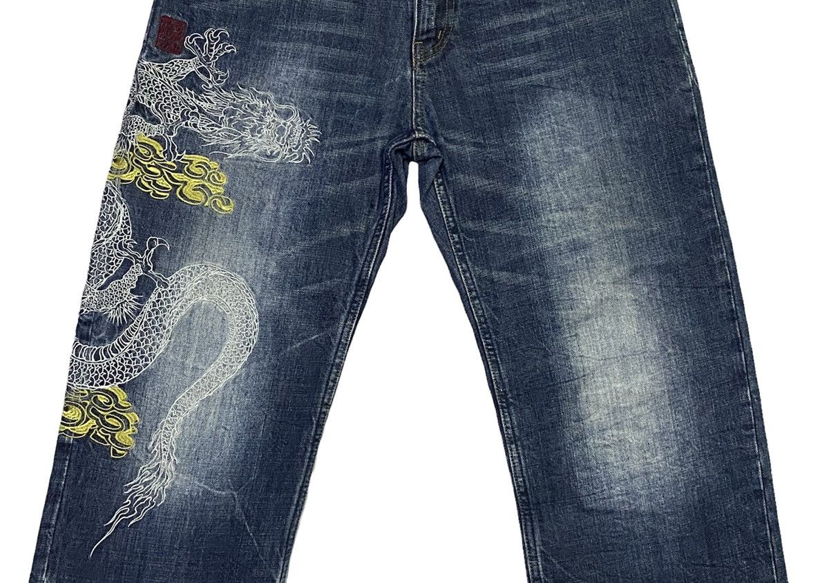 Japanese Brand KARAKURI Dragon Multipocket Embroidered Denim Jeans Size US 31 - 18 Thumbnail