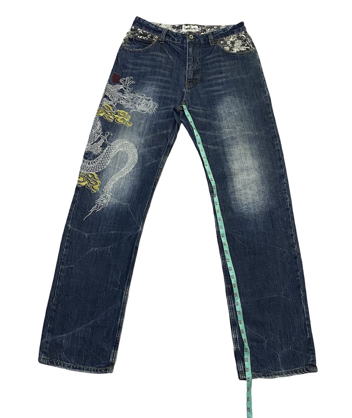 Japanese Brand KARAKURI Dragon Multipocket Embroidered Denim Jeans Size US 31 - 7 Thumbnail