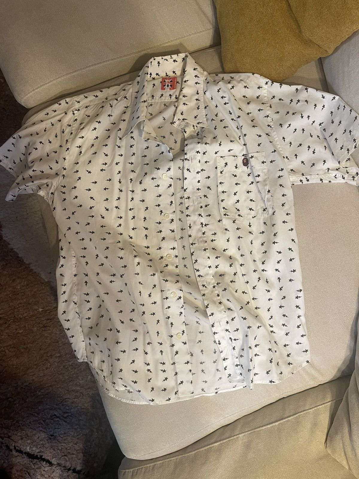 Bape Star White Short Sleeve Button Up