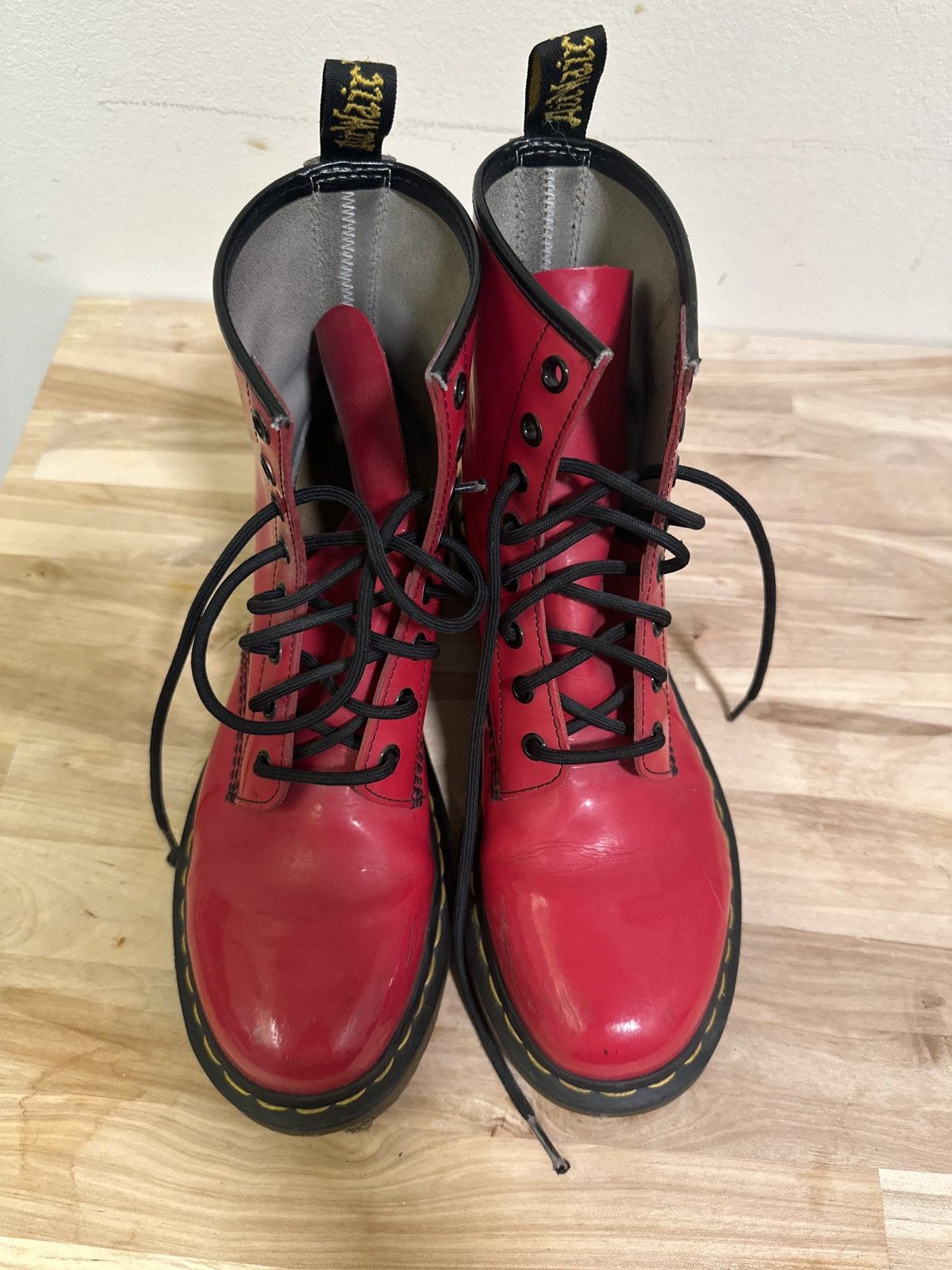 Red doc martens womens clearance