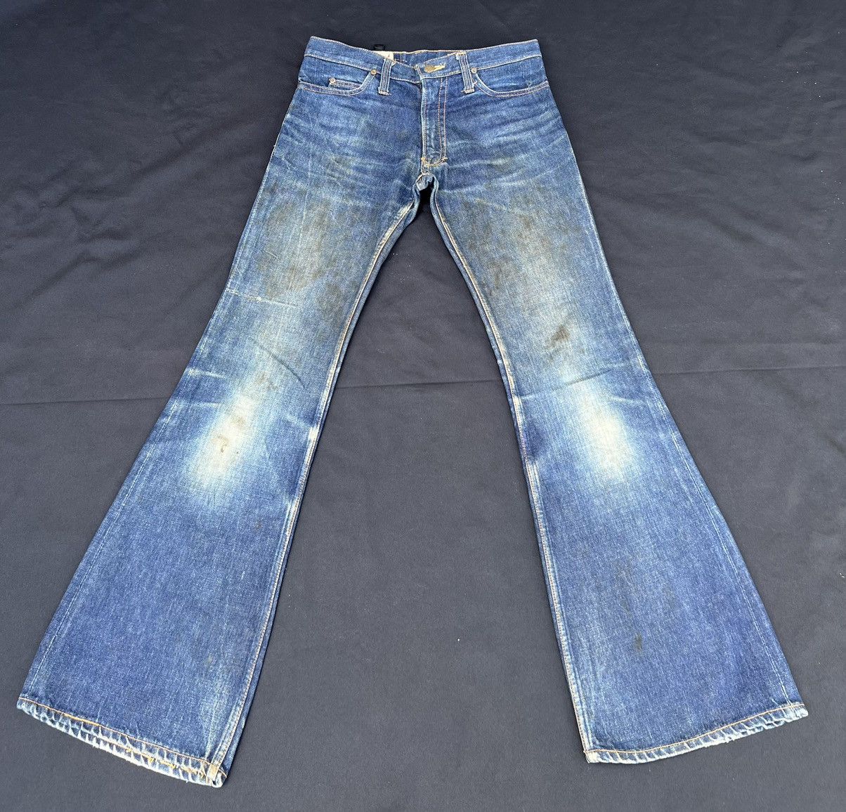 Vintage Super Flare Vintage 70s Bivason Dirty Mud Denim Jeans Size US 30 / EU 46 - 20 Thumbnail