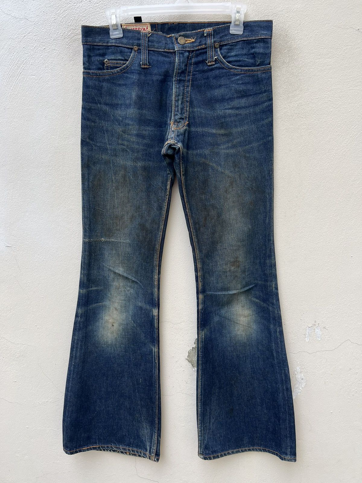 Vintage Super Flare Vintage 70s Bivason Dirty Mud Denim Jeans Size US 30 / EU 46 - 1 Thumbnail