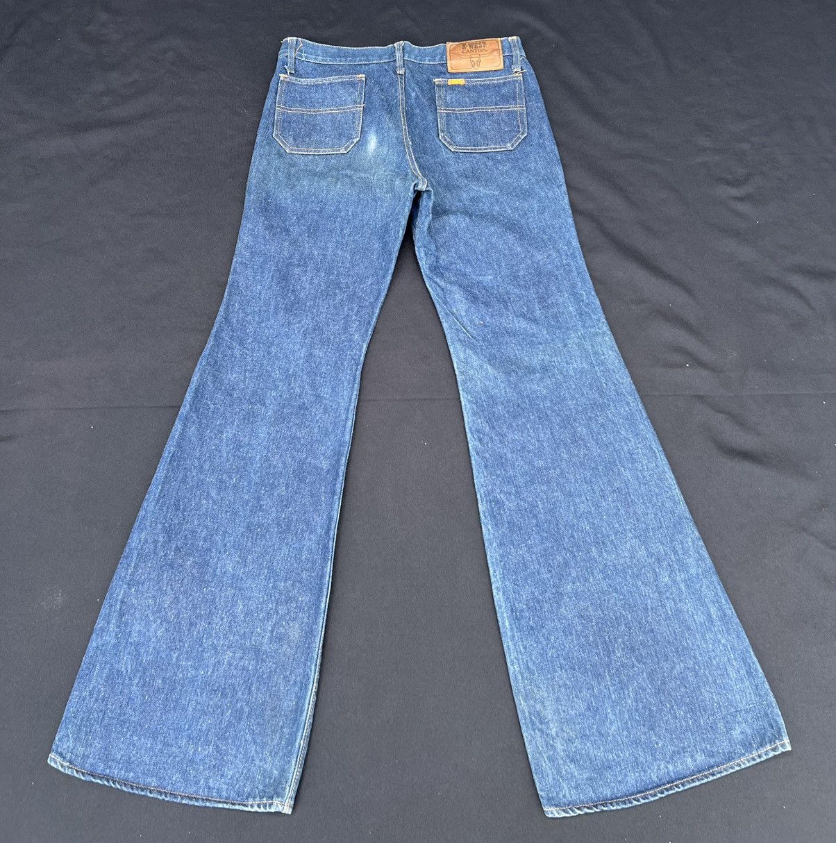 Vintage Super Flare VTG 70s Canton X-West Sun Fade Blue Denim Jeans Size US 31 - 23 Thumbnail