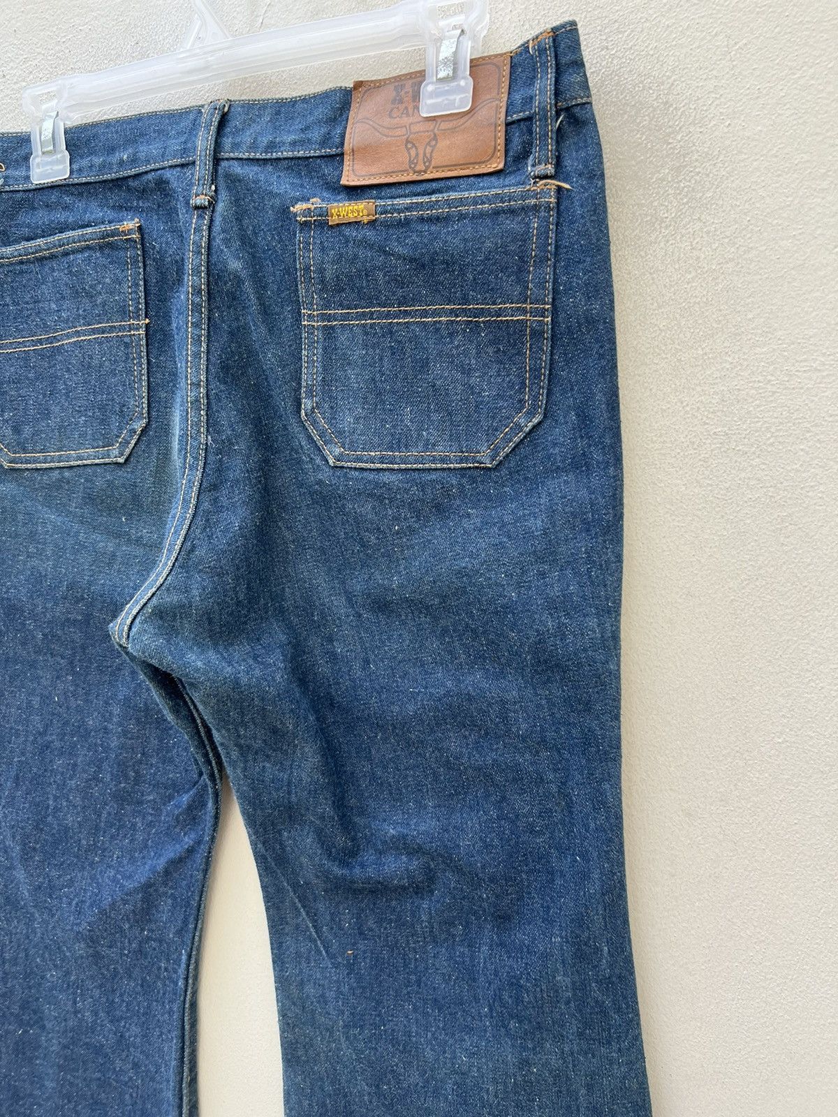 Vintage Super Flare VTG 70s Canton X-West Sun Fade Blue Denim Jeans Size US 31 - 14 Thumbnail