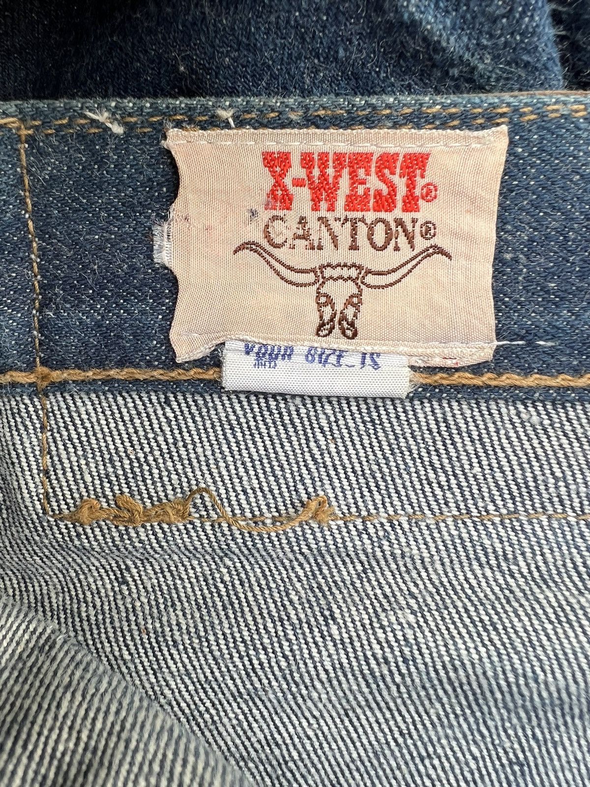 Vintage Super Flare VTG 70s Canton X-West Sun Fade Blue Denim Jeans Size US 31 - 18 Thumbnail