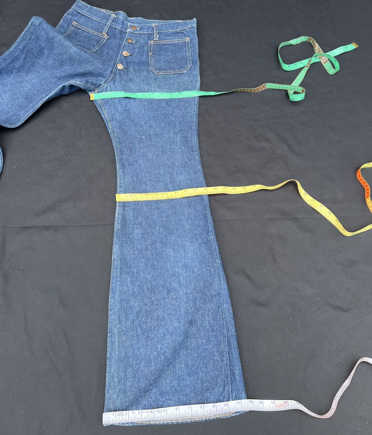 Vintage Super Flare VTG 70s Canton X-West Sun Fade Blue Denim Jeans Size US 31 - 21 Thumbnail
