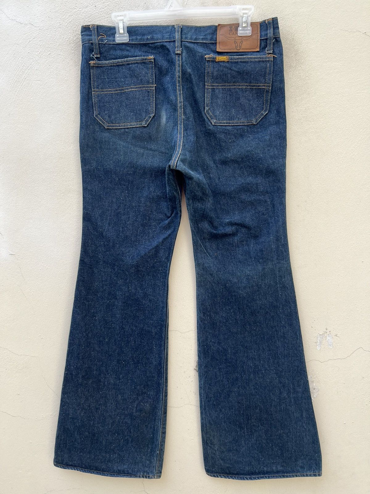 Vintage Super Flare VTG 70s Canton X-West Sun Fade Blue Denim Jeans Size US 31 - 11 Thumbnail