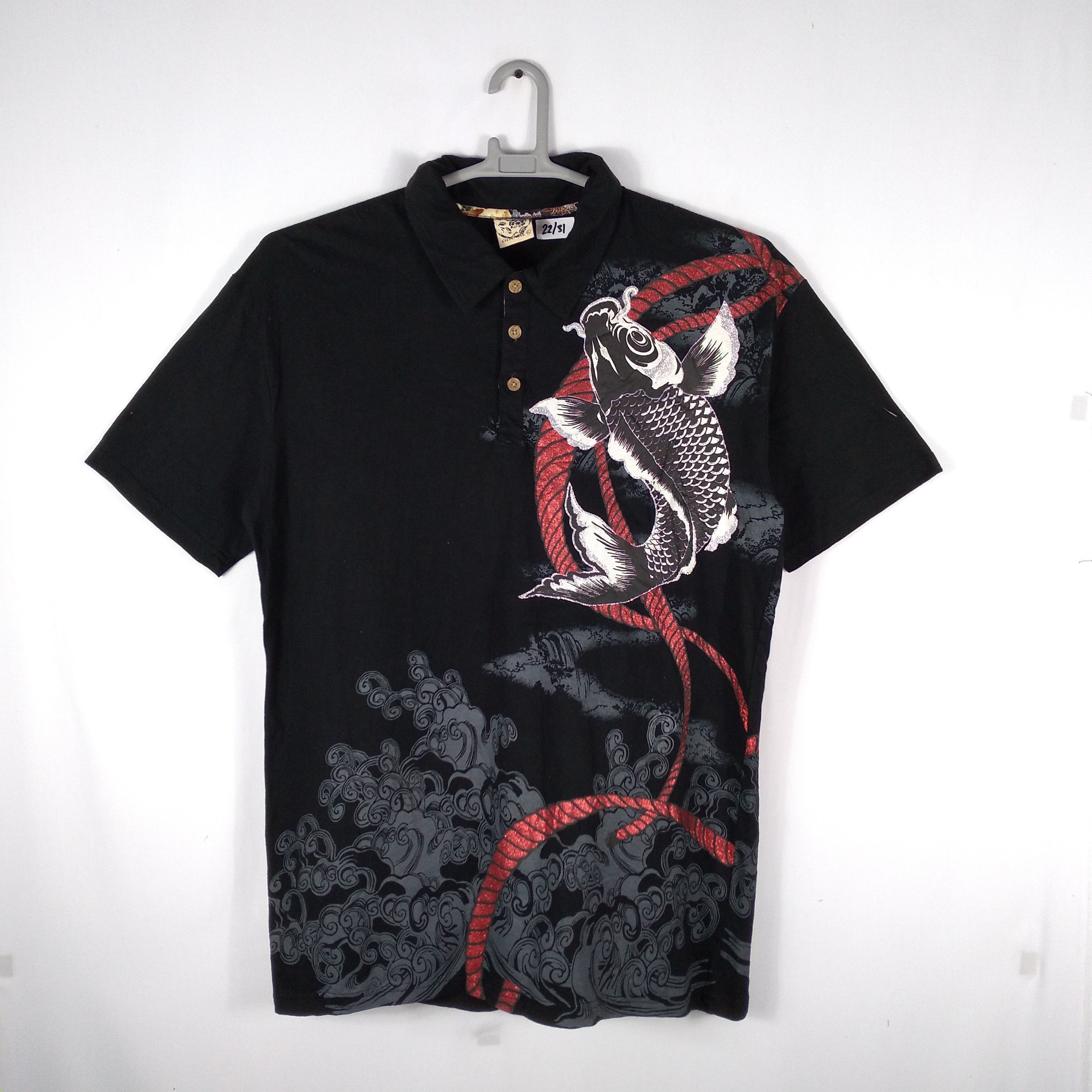 Japanese Brand Vintage Sukajan Art Of Butterfly Koi Polos Shirt Size US L / EU 52-54 / 3 - 4 Thumbnail