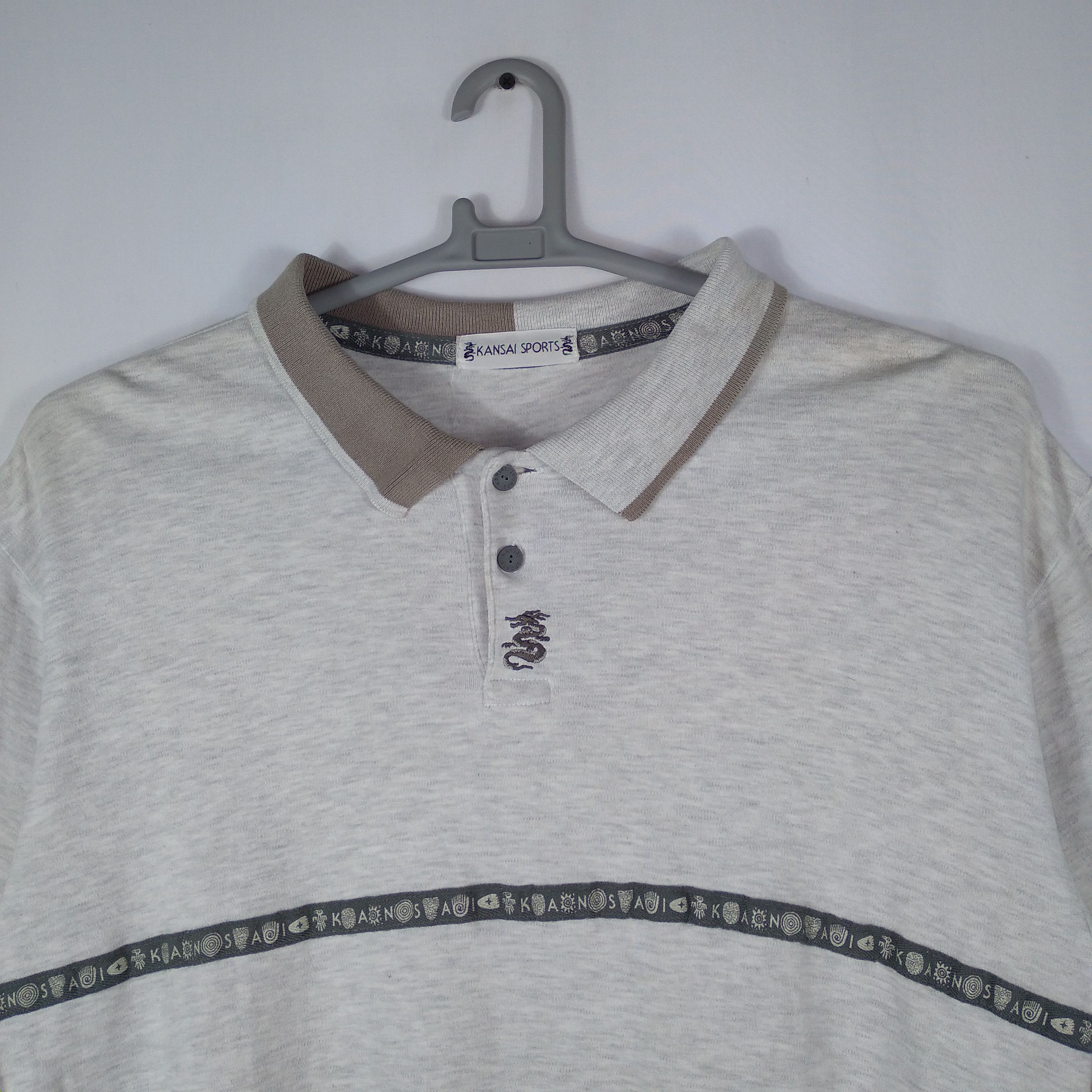 Designer × Kansai Yamamoto × Vintage Vintage Kansai Yamamoto Big Spellout Dragon Polo Shirts Size US L / EU 52-54 / 3 - 3 Thumbnail