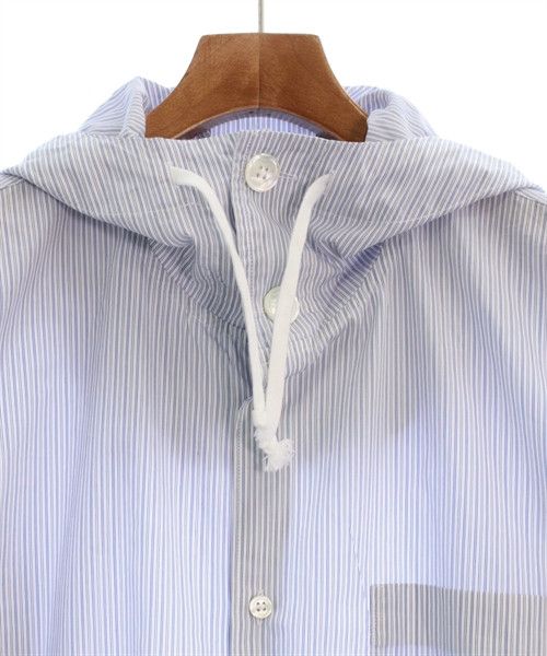 Shirt Blue Striped Cotton Button Parka