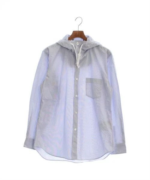 Shirt Blue Striped Cotton Button Parka