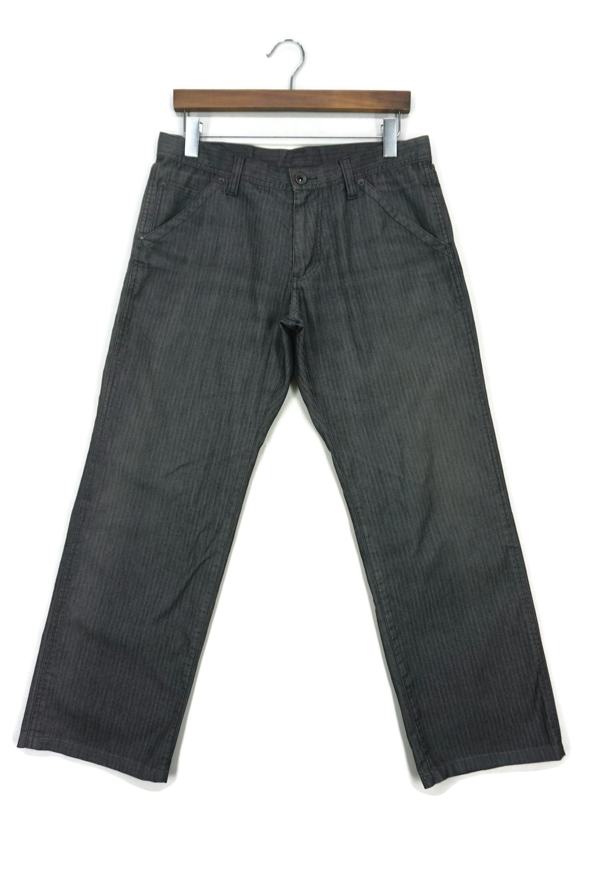 image of Comme Ca Ism x Workers Hickory Workwear Herringbone Stripe Lightweight Dungarees in Black (Size 32)