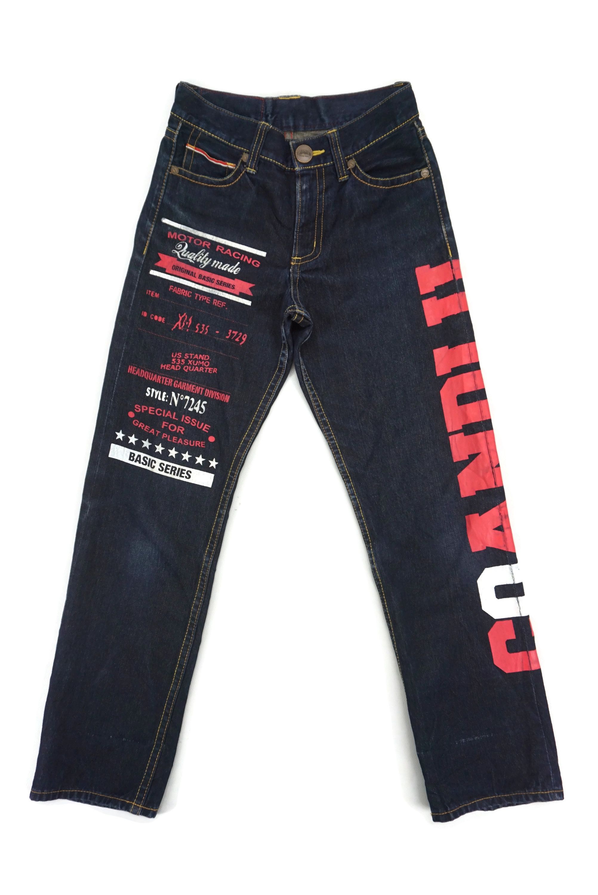 image of Rockers Selvage Coandlu Printed Spellout Denim High Rise Jeans in Blue, Women's (Size 26)
