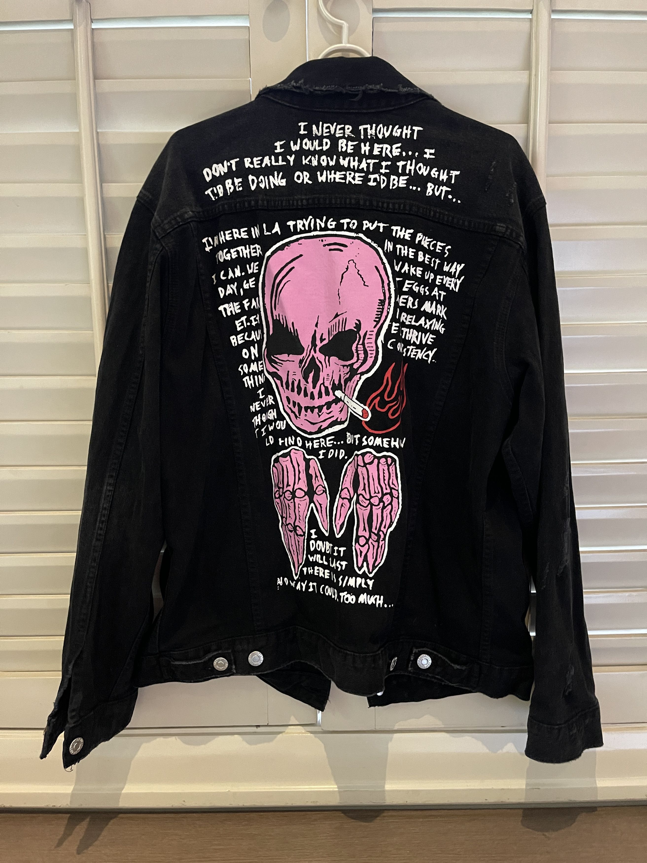 Warren Lotas Adaptation Warren Lotas Smoking Skull Painted Denim