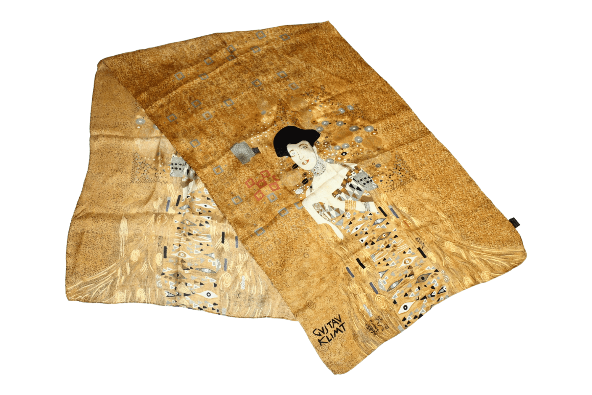 TALKING ABOUT THE ABSTRACTION Gustav Klimt Portrait Adele Bloch-Bauer Long Line SIlk Scarf Size ONE SIZE - 5 Thumbnail