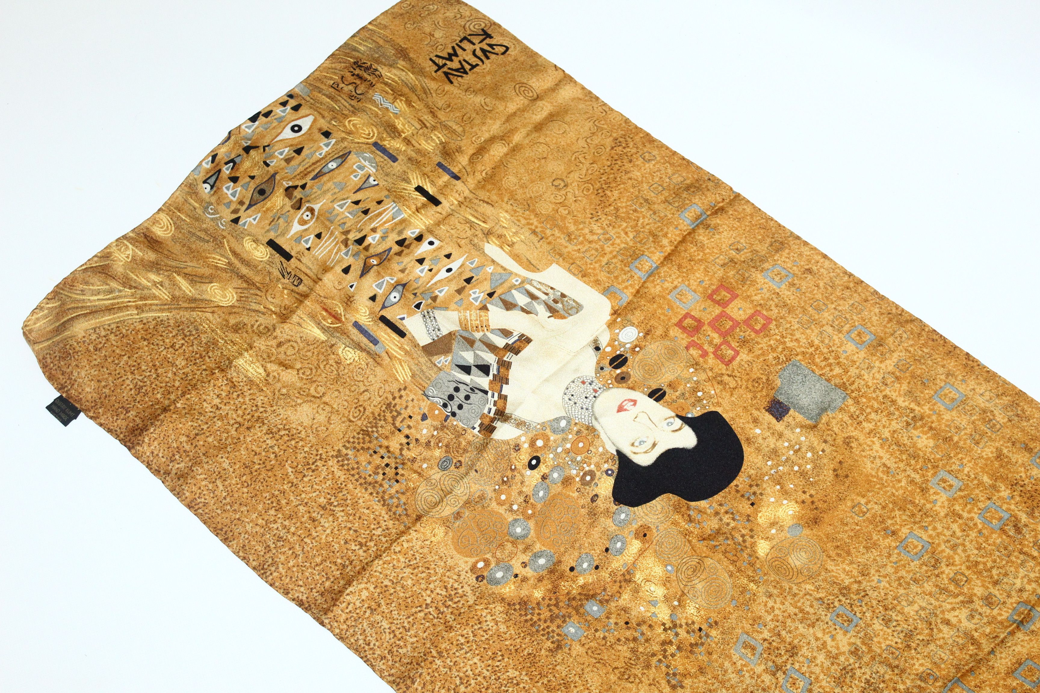 TALKING ABOUT THE ABSTRACTION Gustav Klimt Portrait Adele Bloch-Bauer Long Line SIlk Scarf Size ONE SIZE - 4 Thumbnail