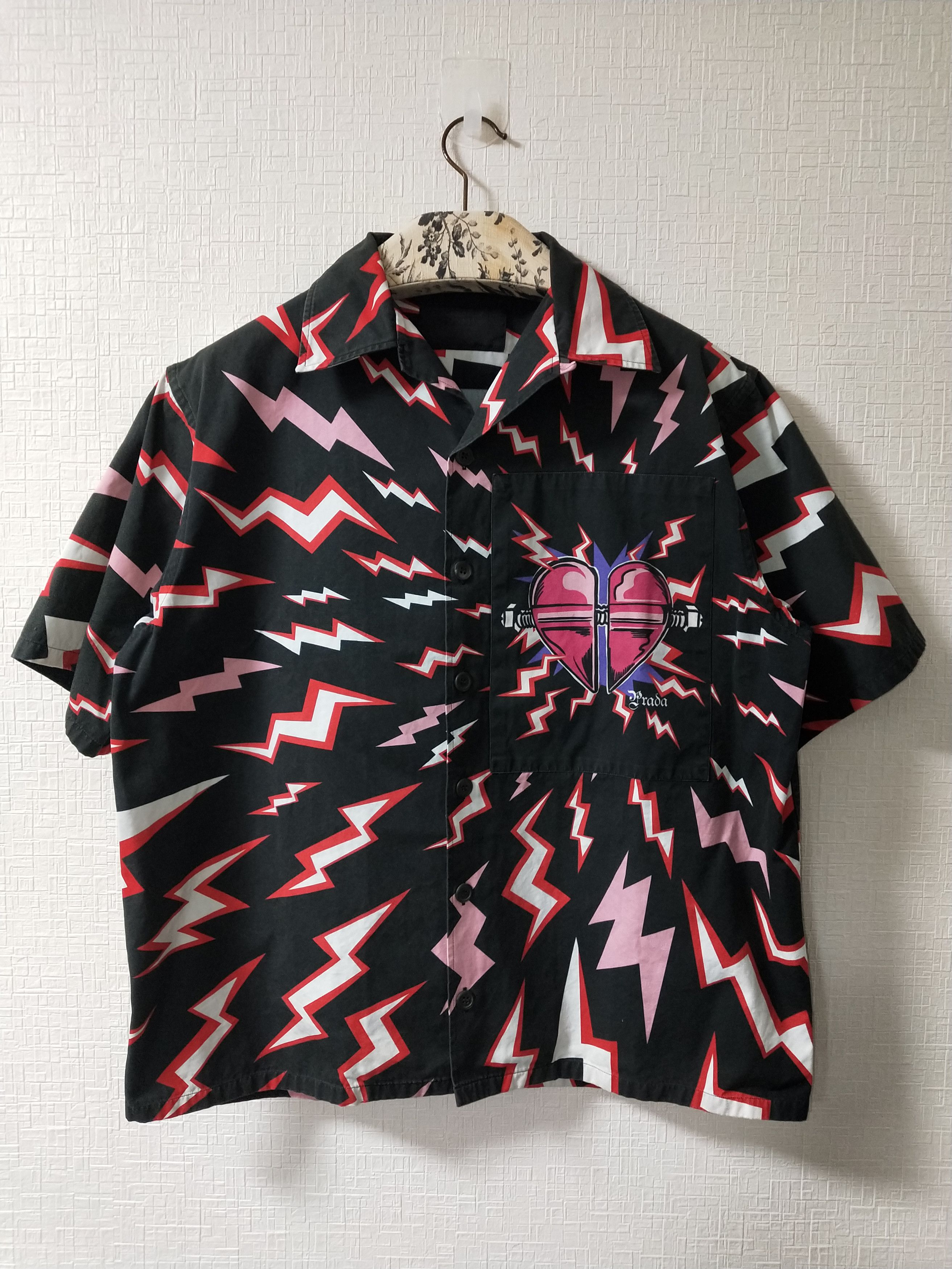 Prada Thunder Print Bowling Shirt Size US M / EU 48-50 / 2 - 1 Thumbnail