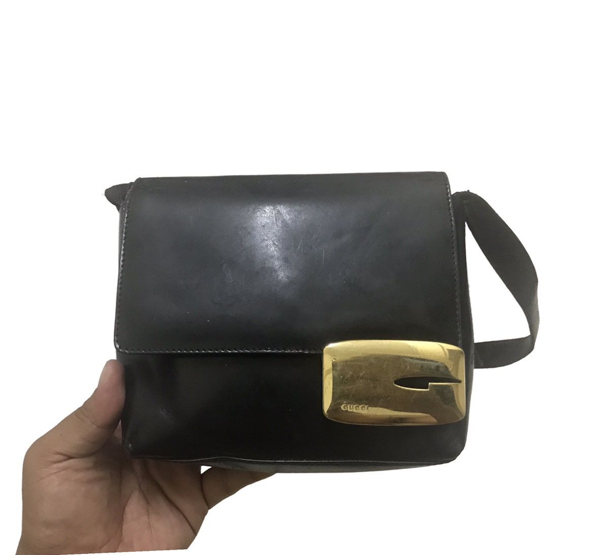 Gucci AUTHENTIC GUCCI SHOULDER BAG BLACK LEATHER Size ONE SIZE - 2 Thumbnail