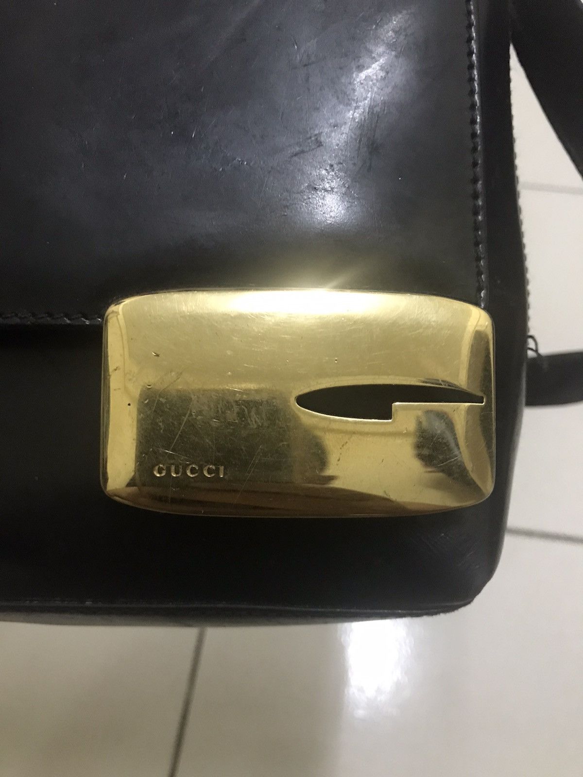 Gucci AUTHENTIC GUCCI SHOULDER BAG BLACK LEATHER Size ONE SIZE - 7 Thumbnail