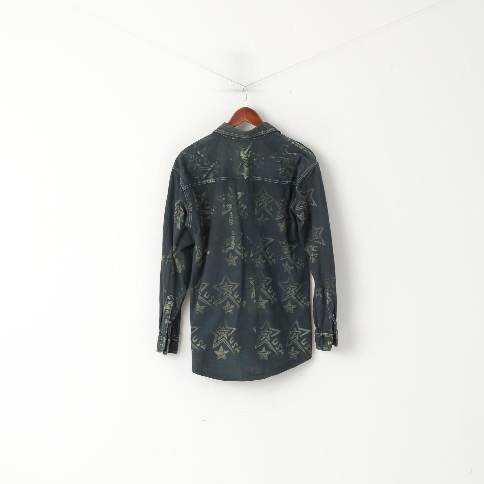 Lee Lee Men S Casual Shirt Navy Denim Cotton USA Stars 6781 Size US S / EU 44-46 / 1 - 7 Thumbnail