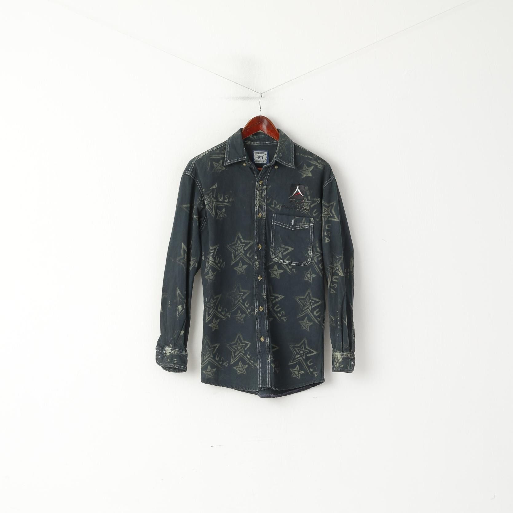 Lee Lee Men S Casual Shirt Navy Denim Cotton USA Stars 6781 Size US S / EU 44-46 / 1 - 2 Thumbnail