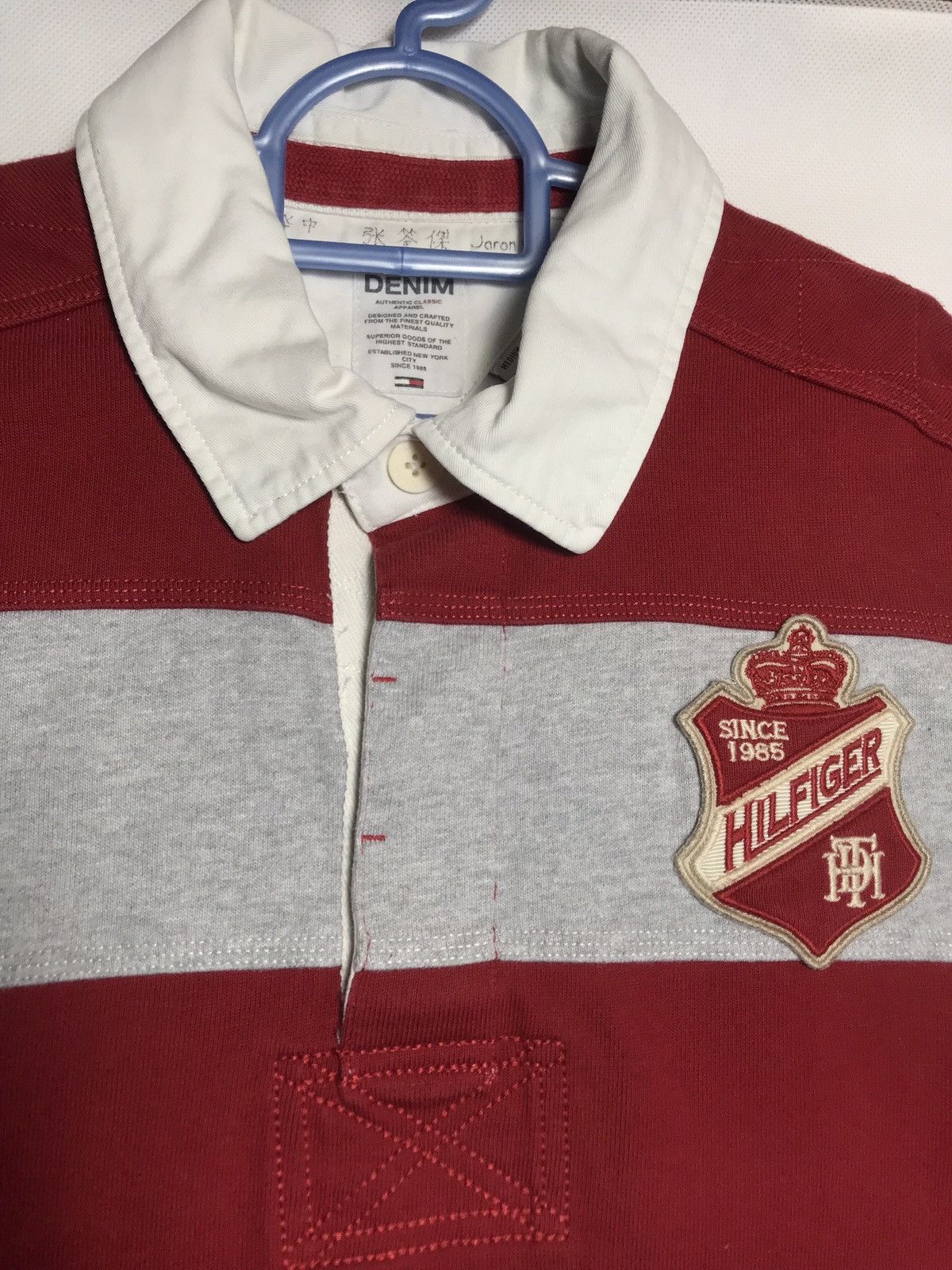 Tommy Hilfiger × Tommy Jeans × Vintage Thick Tommy Hilfiger Rugby Arm Padding Polo longsleeve 85 Size US M / EU 48-50 / 2 - 6 Thumbnail