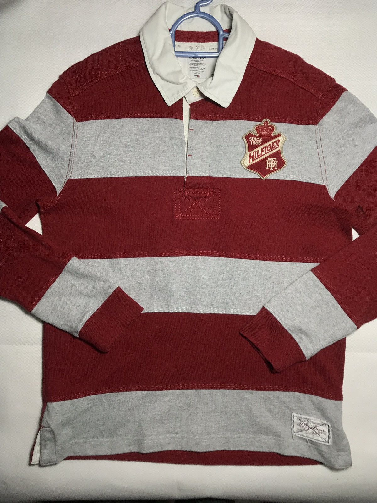 Tommy Hilfiger × Tommy Jeans × Vintage Thick Tommy Hilfiger Rugby Arm Padding Polo longsleeve 85 Size US M / EU 48-50 / 2 - 5 Thumbnail