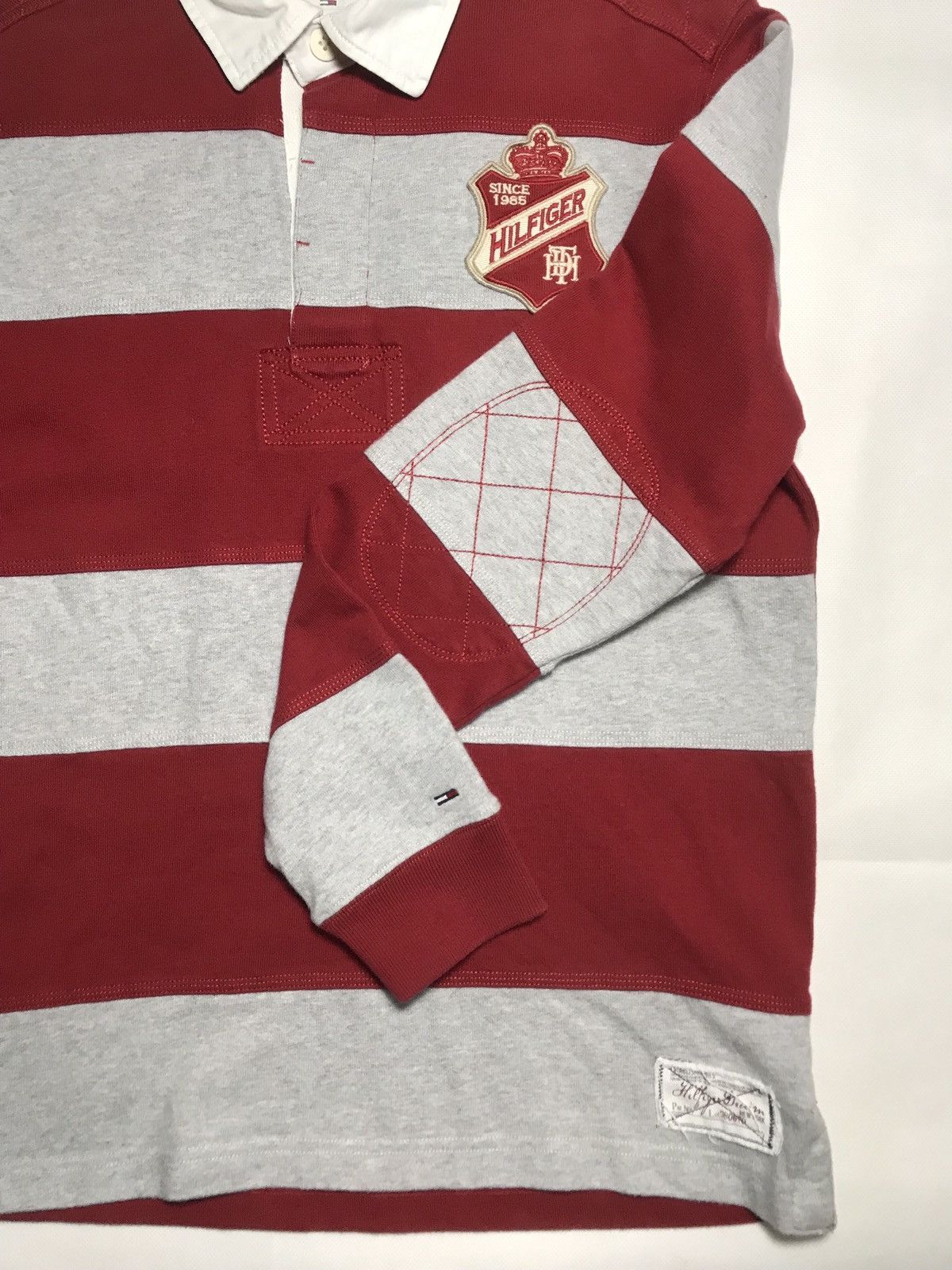 Tommy Hilfiger × Tommy Jeans × Vintage Thick Tommy Hilfiger Rugby Arm Padding Polo longsleeve 85 Size US M / EU 48-50 / 2 - 8 Thumbnail