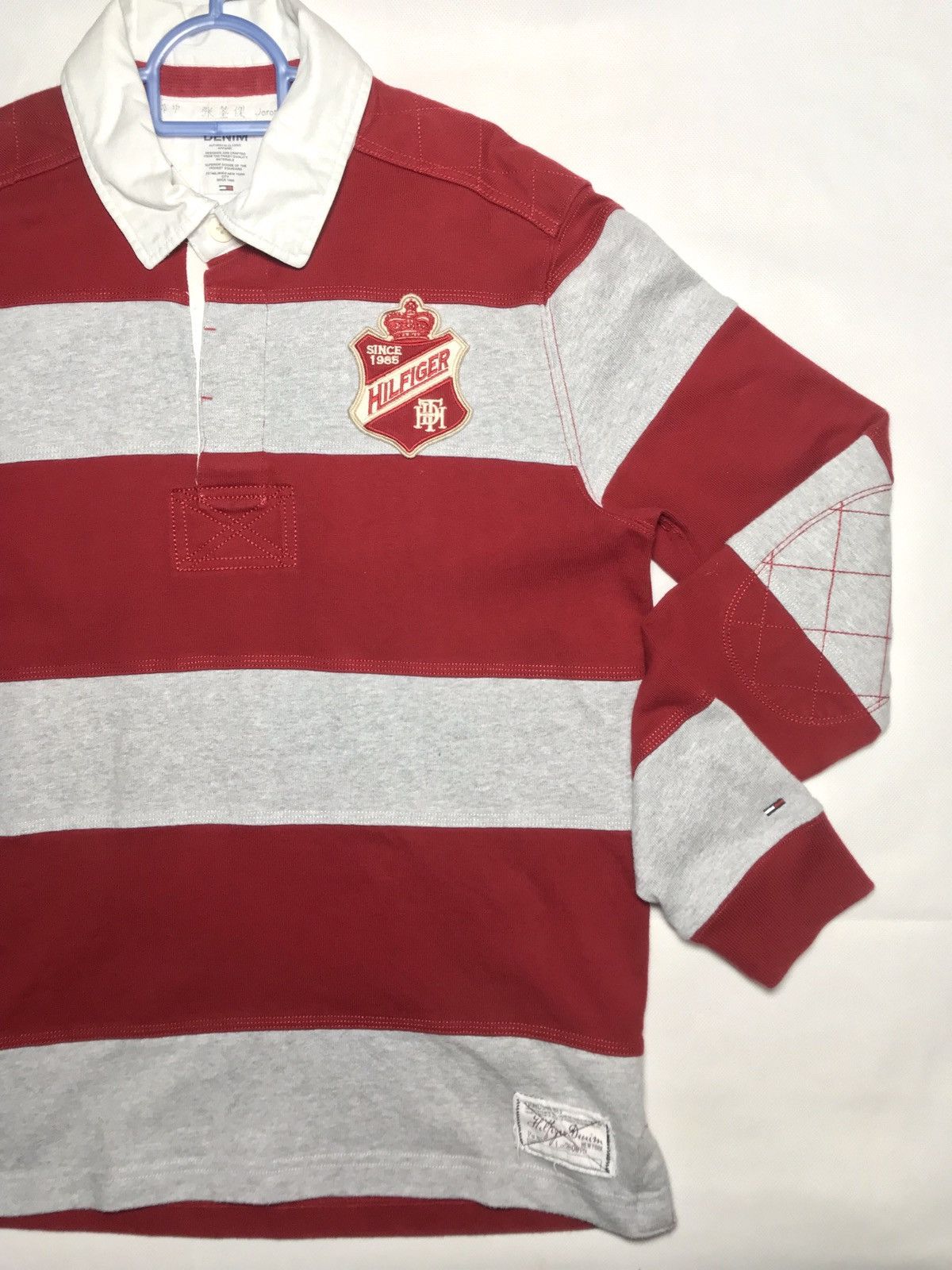 Tommy Hilfiger × Tommy Jeans × Vintage Thick Tommy Hilfiger Rugby Arm Padding Polo longsleeve 85 Size US M / EU 48-50 / 2 - 1 Thumbnail