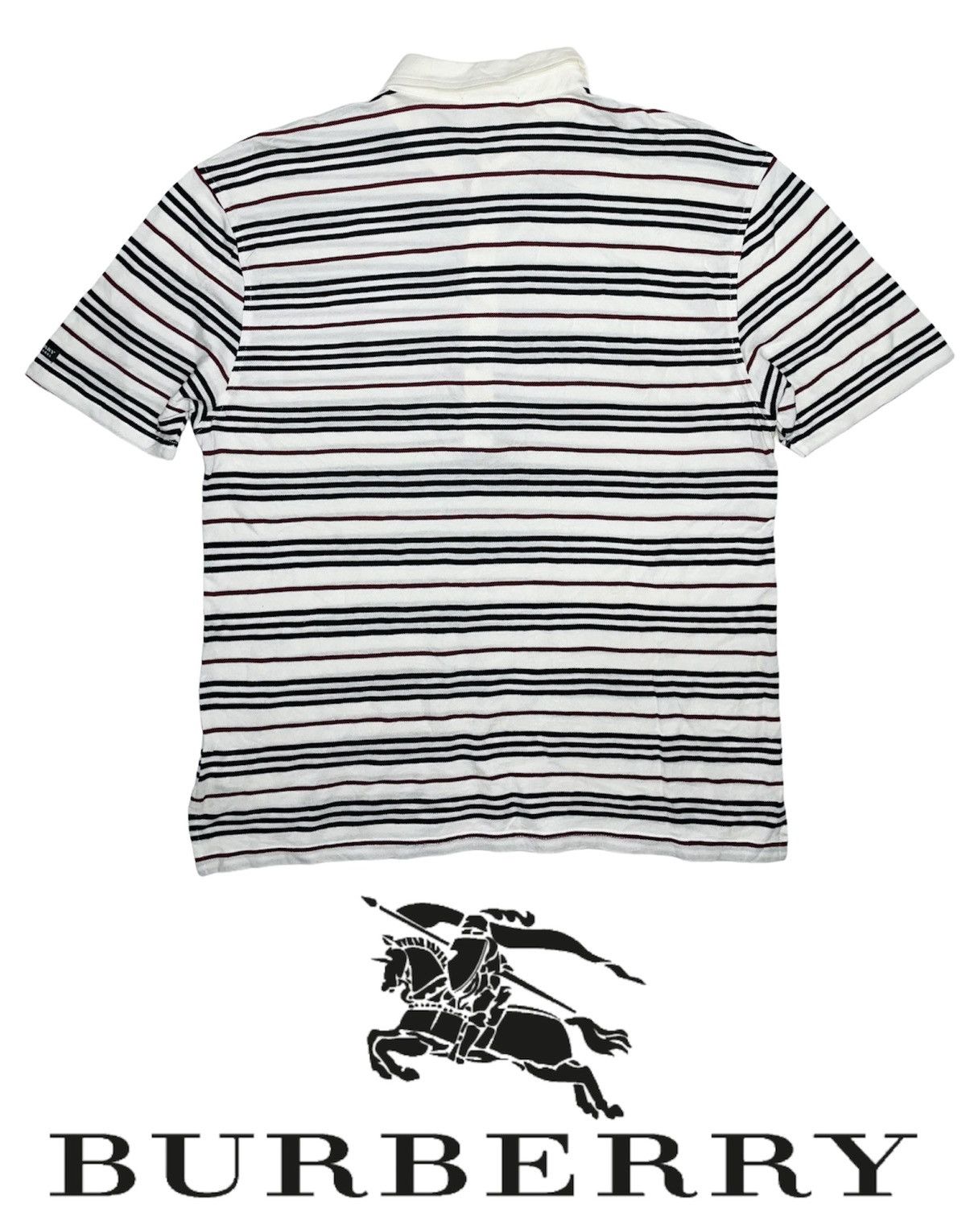 Burberry × Designer × Vintage Vintage Burberry Black Label Polo horizontal Stripes button Size US M / EU 48-50 / 2 - 4 Thumbnail