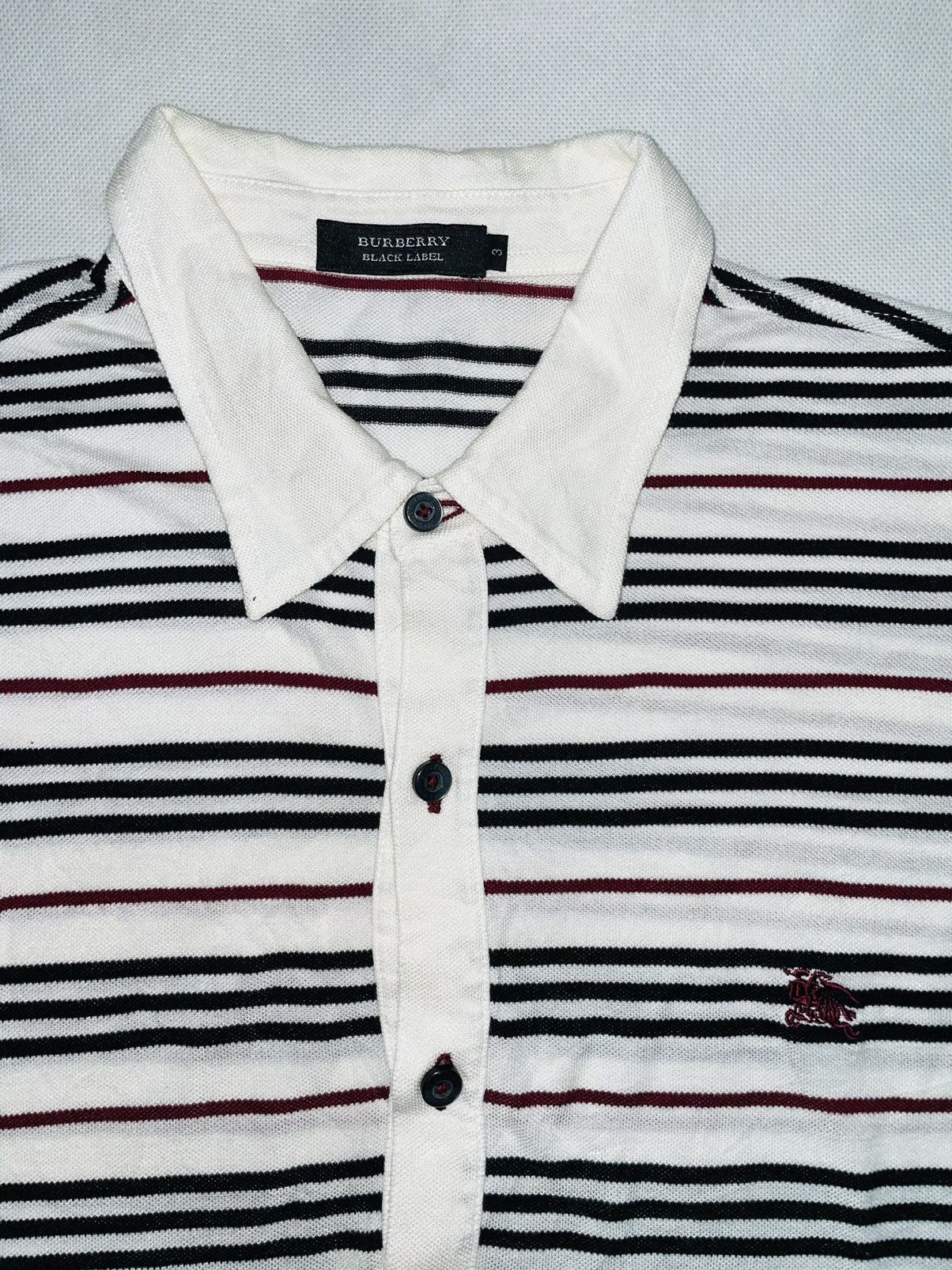 Burberry × Designer × Vintage Vintage Burberry Black Label Polo horizontal Stripes button Size US M / EU 48-50 / 2 - 5 Thumbnail