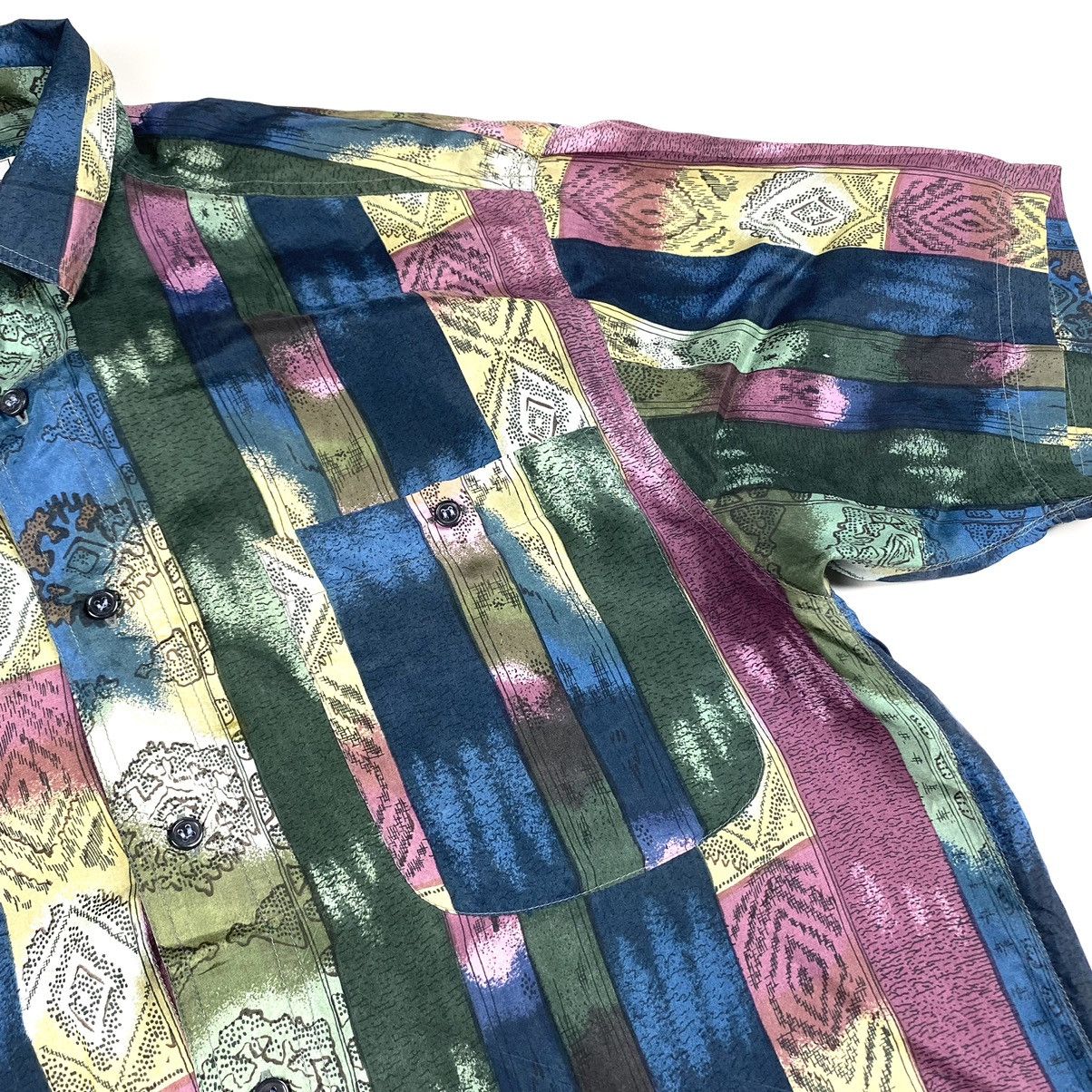 SikSilk 90’s Vintage Silk Striped Hawaiian Shirt Camp Collar Hype Size US M / EU 48-50 / 2 - 4 Thumbnail