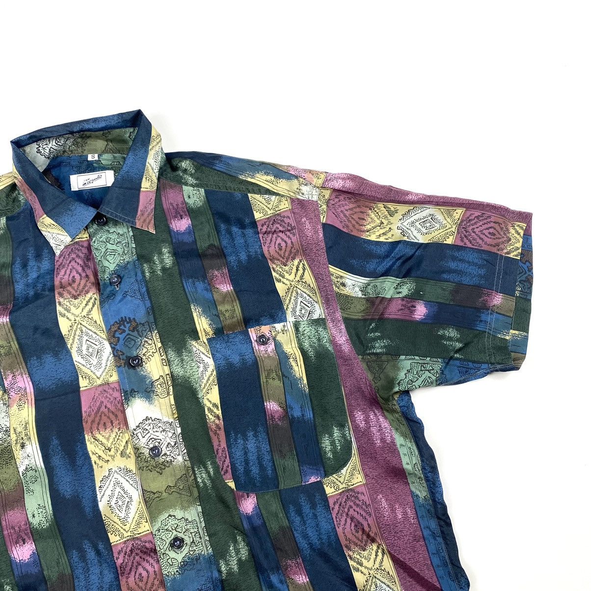 SikSilk 90’s Vintage Silk Striped Hawaiian Shirt Camp Collar Hype Size US M / EU 48-50 / 2 - 2 Thumbnail